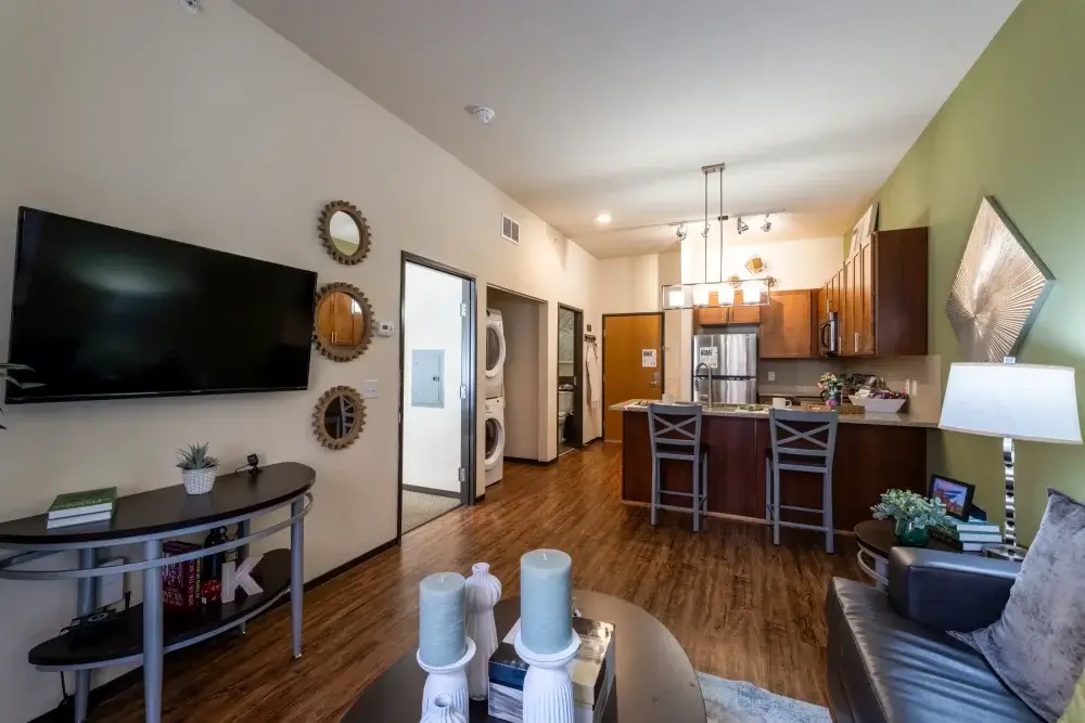 living room and kitchen the knoll dinkytown apartments near the university of minnesota